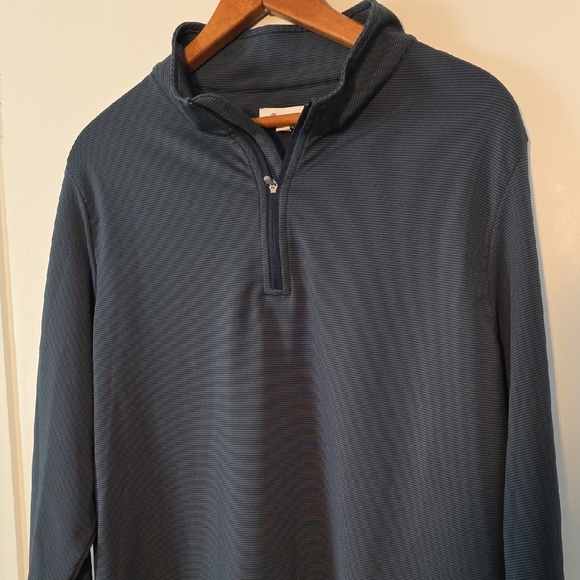 Peter Millar XL Quarter Zip Navy + Green Stripe Perfect Condition